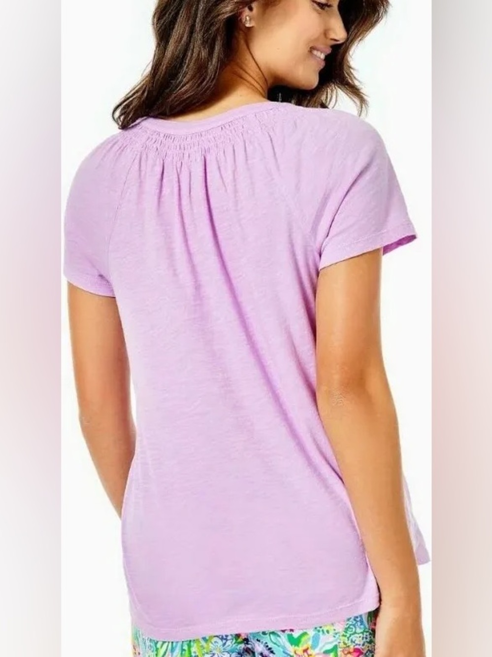 Lilly Pulitzer Purple Iris short sleeve Essie top size M - Picture 10 of 10